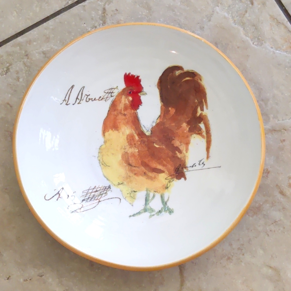 Williams Sonoma Rooster Script Individual Pasta Bowl Italy 10”